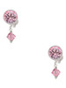 Pink Crystal Bicone - Crystal Clip on Earrings