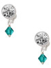 December - Teal Crystal Bicone - Crystal Clip on Earrings: Color Choice - Red, Green, Blue, Purple, Pink, Clear, Black