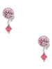 Indian Pink Crystal Bicone - Crystal Clip on Earrings