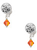Orange Crystal Bicone - Crystal Clip on Earrings: Color Choice - Red, Green, Blue, Purple, Pink, Clear, Black