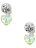 10mm Clear AB Crystal Heart - Crystal Clip on Earrings: Color Choice - Red, Green, Blue, Purple, Pink, Clear, Black