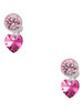 10mm Hot Pink Crystal Heart - Crystal Clip on Earrings