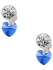 10mm Blue Crystal Heart - Crystal Clip on Earrings: Color Choice - Red, Green, Blue, Purple, Pink, Clear, Black