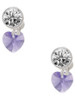 10mm Hot Purple Crystal Heart - Crystal Clip on Earrings: Color Choice - Red, Green, Blue, Purple, Pink, Clear, Black