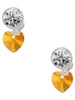 10mm Yellow Crystal Heart - Crystal Clip on Earrings: Color Choice - Red, Green, Blue, Purple, Pink, Clear, Black