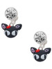 Fimo Clay Cute Kitty - Crystal Clip on Earrings: Color Choice - Red, Green, Blue, Purple, Pink, Clear, Black