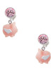 Resin Flying Pink Pig - Crystal Clip on Earrings