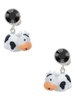 Resin Black and White Cow - Crystal Clip on Earrings