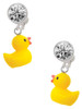 Resin Yellow Ducky - Crystal Clip on Earrings