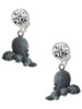 Resin Octopus - Crystal Clip on Earrings: Color Choice - Red, Green, Blue, Purple, Pink, Clear, Black
