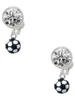 Resin Soccer ball - Crystal Clip on Earrings