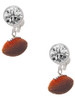 Resin Football - Crystal Clip on Earrings: Color Choice - Red, Green, Blue, Purple, Pink, Clear, Black