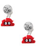 Resin Red Crab - Crystal Clip on Earrings: Color Choice - Red, Green, Blue, Purple, Pink, Clear, Black