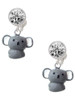 Resin Koala Bear - Crystal Clip on Earrings: Color Choice - Red, Green, Blue, Purple, Pink, Clear, Black