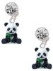 Resin Panda Bear - Crystal Clip on Earrings: Color Choice - Red, Green, Blue, Purple, Pink, Clear, Black