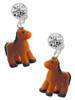 Resin Brown Pony - Crystal Clip on Earrings: Color Choice - Red, Green, Blue, Purple, Pink, Clear, Black