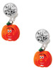 Resin Funny Ahh! Pumpkin - Crystal Clip on Earrings: Color Choice - Red, Green, Blue, Purple, Pink, Clear, Black