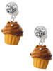 Resin Vanilla Cupcake with Chocolate Frosting - Crystal Clip on Earrings