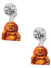 Resin Laughing Buddha - Crystal Clip on Earrings