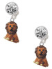 Resin Tan Lion - Crystal Clip on Earrings: Color Choice - Red, Green, Blue, Purple, Pink, Clear, Black