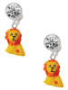 Resin Yellow Lion - Crystal Clip on Earrings: Color Choice - Red, Green, Blue, Purple, Pink, Clear, Black