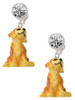 Resin Sitting Puppy - Crystal Clip on Earrings