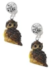 Resin Sitting Owl - Crystal Clip on Earrings: Color Choice - Red, Green, Blue, Purple, Pink, Clear, Black