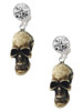 Resin Skull - Crystal Clip on Earrings