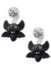 Resin Bat Buddy - Crystal Clip on Earrings: Color Choice - Red, Green, Blue, Purple, Pink, Clear, Black