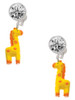 Resin Yellow Geronimo the Giraffe - Crystal Clip on Earrings: Color Choice - Red, Green, Blue, Purple, Pink, Clear, Black