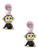 Resin Monkey with Bunny Ears - Crystal Clip on Earrings