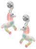 Resin Pastel Paint Pony - Crystal Clip on Earrings: Color Choice - Red, Green, Blue, Purple, Pink, Clear, Black