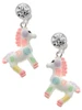Resin Pastel Paint Pony - Crystal Clip on Earrings