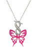 Acrylic Medium Cut Out Butterfly Magenta - Custom Engraved Infinity Toggle Necklace: Personalized Jewelry Gift - Names, Initials, Dates, Bible Verses