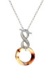 Acrylic 7/8" Ring with 4mm Crystal Mixed Brown and Yellow - Custom Engraved Infinity Toggle Necklace: Personalized Jewelry Gift - Names, Initials, Dates, Bible Verses