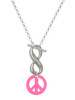 Acrylic Small Hot Pink Peace Sign - Custom Engraved Infinity Toggle Necklace: Personalized Jewelry Gift - Names, Initials, Dates, Bible Verses