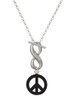Acrylic Small Black Peace Sign - Custom Engraved Infinity Toggle Necklace: Personalized Jewelry Gift - Names, Initials, Dates, Bible Verses