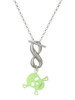 Acrylic Small Lime Green Skull - Custom Engraved Infinity Toggle Necklace: Personalized Jewelry Gift - Names, Initials, Dates, Bible Verses