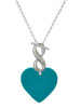 Acrylic 1" Teal Heart - Custom Engraved Infinity Toggle Necklace: Personalized Jewelry Gift - Names, Initials, Dates, Bible Verses