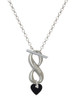 Acrylic 5/16" Black Heart - Custom Engraved Infinity Toggle Necklace: Personalized Jewelry Gift - Names, Initials, Dates, Bible Verses