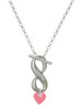 Acrylic 5/16" Pink Heart - Custom Engraved Infinity Toggle Necklace: Personalized Jewelry Gift - Names, Initials, Dates, Bible Verses