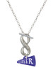 Acrylic Navy Cheer Megaphone - Custom Engraved Infinity Toggle Necklace: Personalized Jewelry Gift - Names, Initials, Dates, Bible Verses