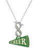 Acrylic Large Green Cheer Megaphone - Custom Engraved Infinity Toggle Necklace: Personalized Jewelry Gift - Names, Initials, Dates, Bible Verses