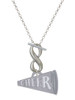 Acrylic Large Silver Plated Cheer Megaphone - Custom Engraved Infinity Toggle Necklace: Personalized Jewelry Gift - Names, Initials, Dates, Bible Verses