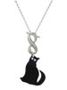 Acrylic Sitting Black Cat with Crystal Eyes - Custom Engraved Infinity Toggle Necklace: Personalized Jewelry Gift - Names, Initials, Dates, Bible Verses