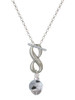 Silver Plated 3-D Enamel Soccerball Spinner - Custom Engraved Infinity Toggle Necklace: Personalized Jewelry Gift - Names, Initials, Dates, Bible Verses