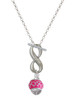 Silver Plated Hot Pink Giraffe Print Spinner - Custom Engraved Infinity Toggle Necklace: Personalized Jewelry Gift - Names, Initials, Dates, Bible Verses