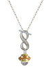 Gold-tone Tan Center with Clear Crystals Spinner - Custom Engraved Infinity Toggle Necklace: Personalized Jewelry Gift - Names, Initials, Dates, Bible Verses