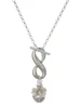 Silver Plated White Plumeria Flowers Spinner - Custom Engraved Infinity Toggle Necklace: Personalized Jewelry Gift - Names, Initials, Dates, Bible Verses