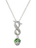 Silver Plated Wide Lime Green Zebra Print Band Spinner - Custom Engraved Infinity Toggle Necklace: Personalized Jewelry Gift - Names, Initials, Dates, Bible Verses